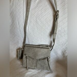 Gray Suede Crossbody Bag